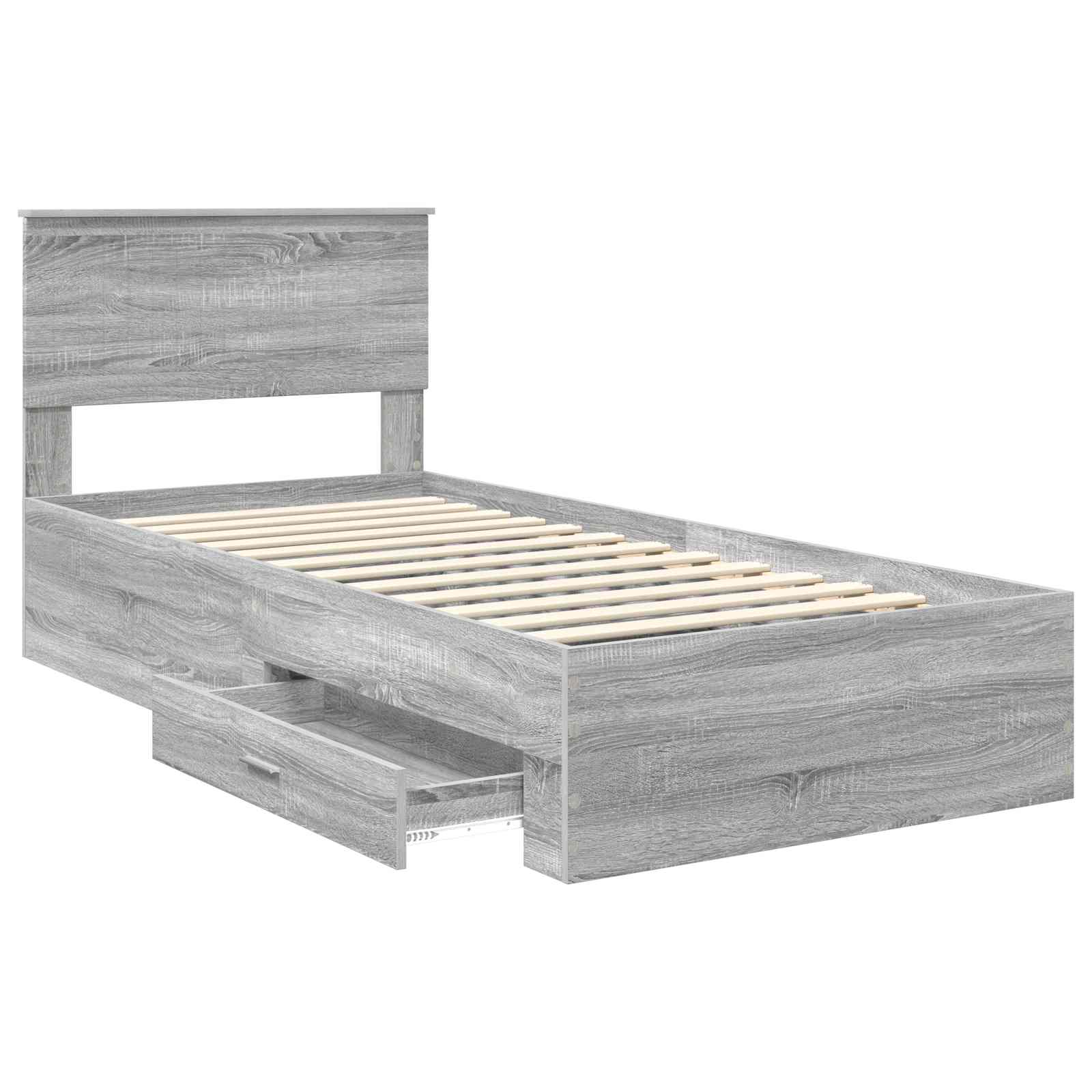 Krevetna konstrukcija Siva Sonoma 90 x 200 cm Konstruirano drvo