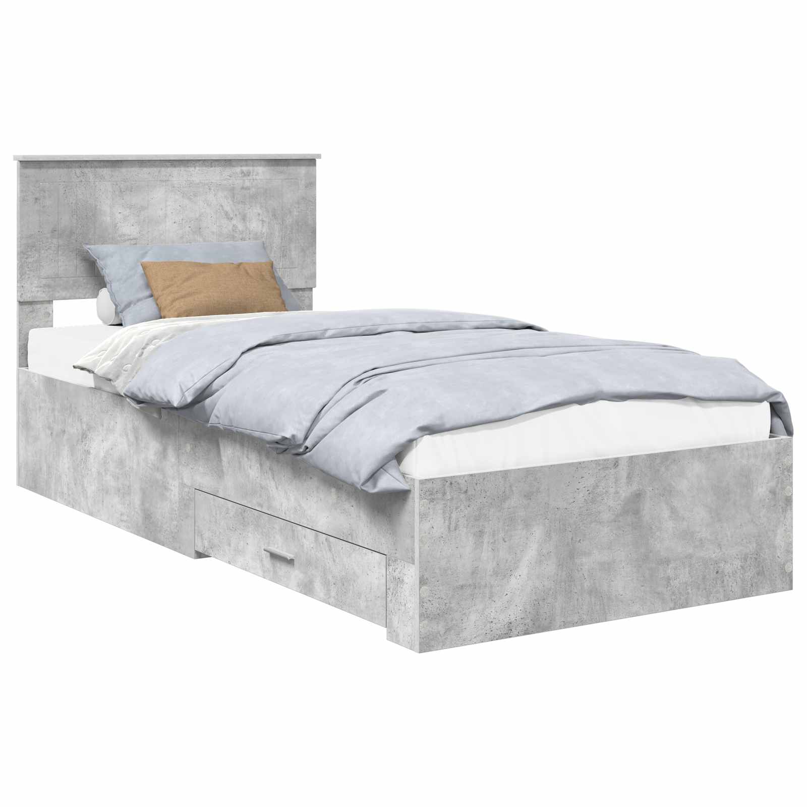 Krevetna konstrukcija s uzglavljem Betonski sivi 90 x 190 cm
