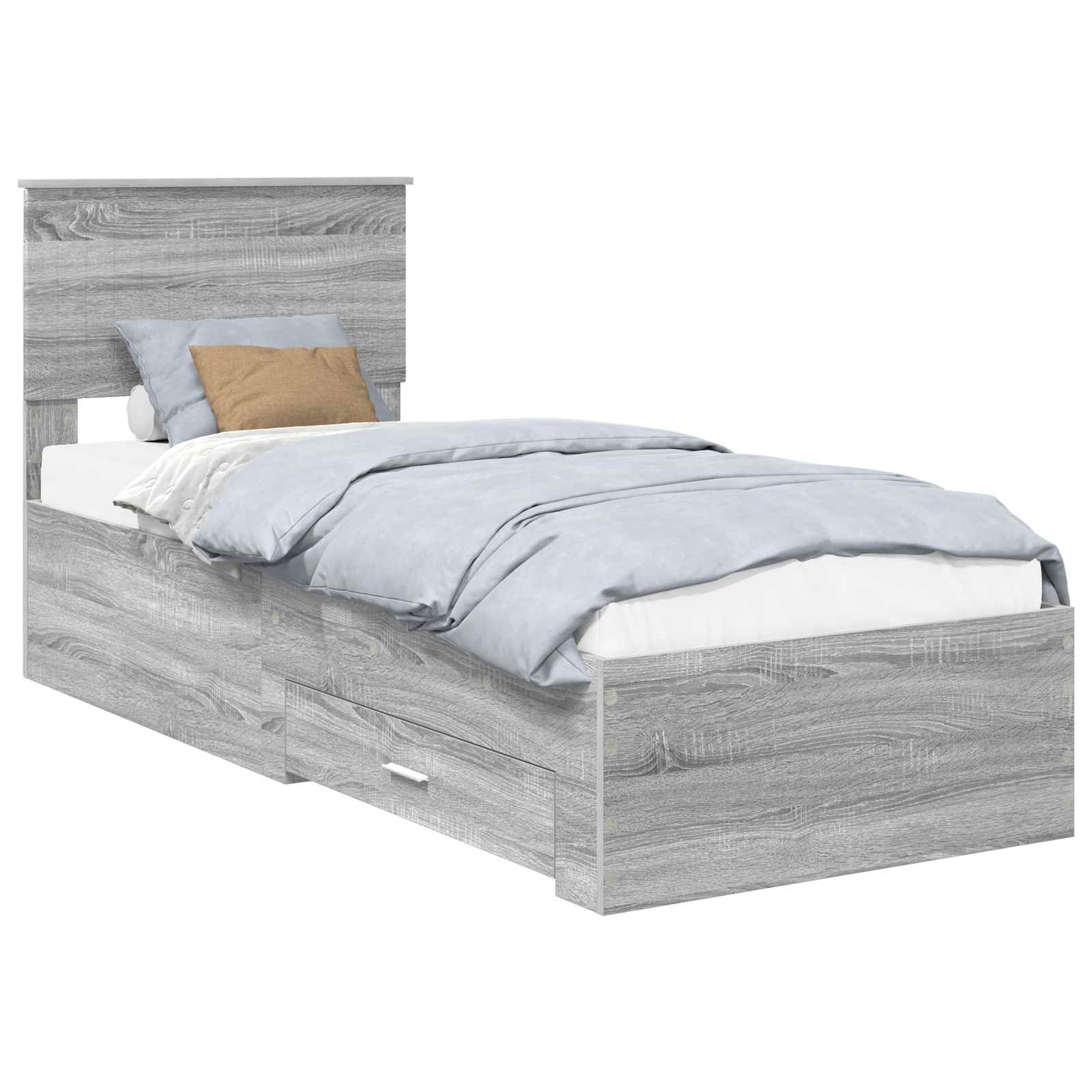 Krevetna konstrukcija Sivi Sonoma i srebrna 75 x 190 cm
