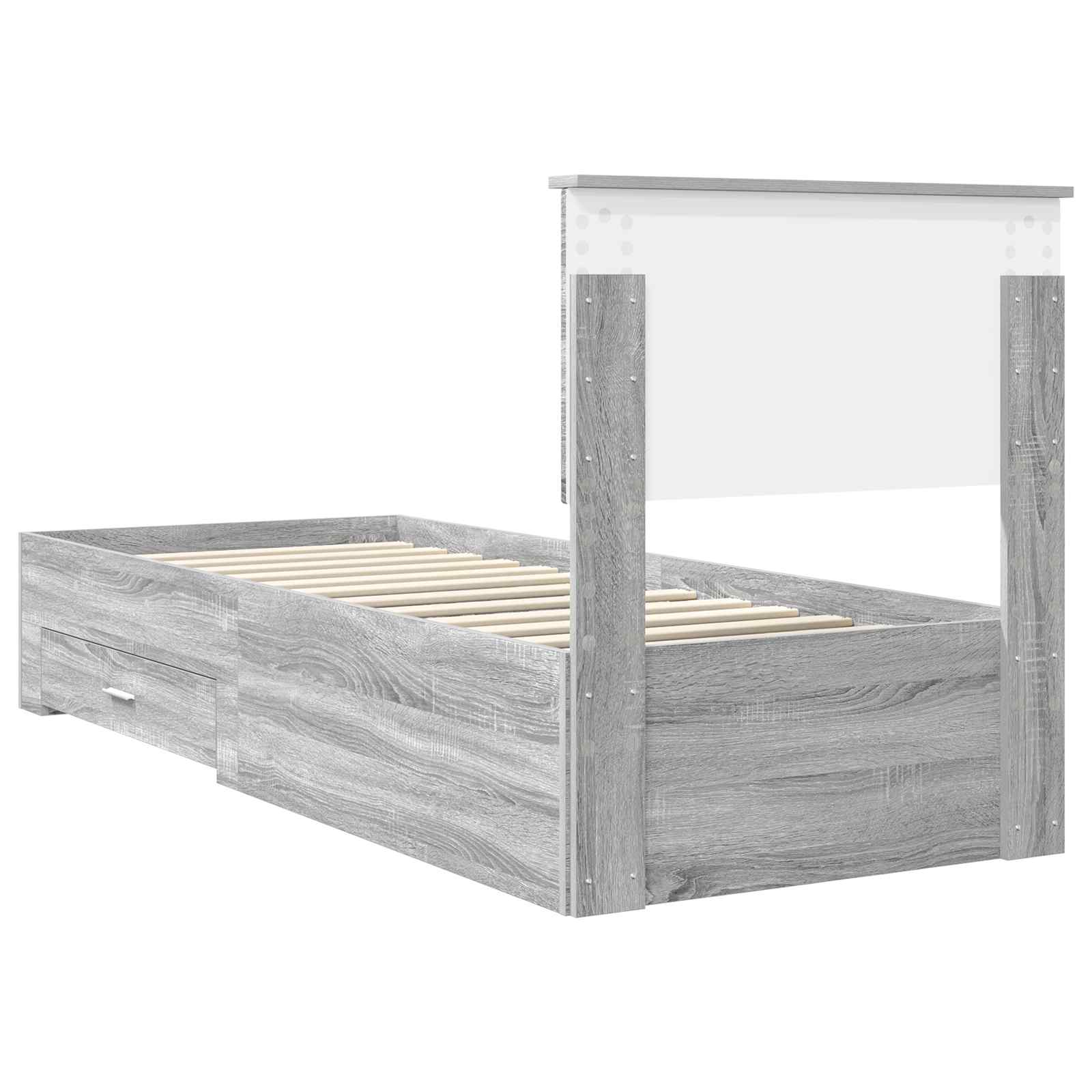 Krevetna konstrukcija Sivi Sonoma i srebrna 75 x 190 cm