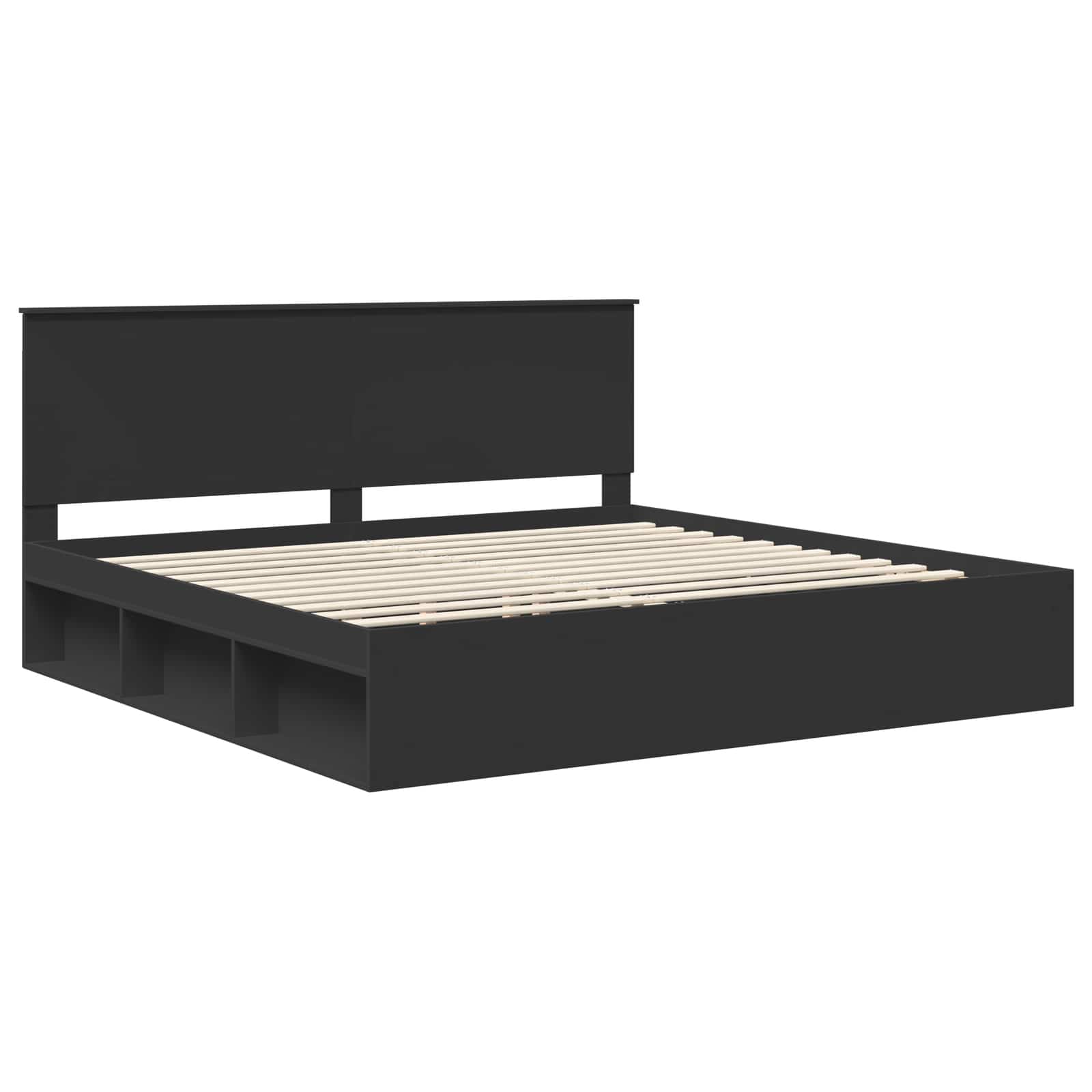 Krevetna konstrukcija Crna 200 x 200 cm Čvrsto borovo drvo