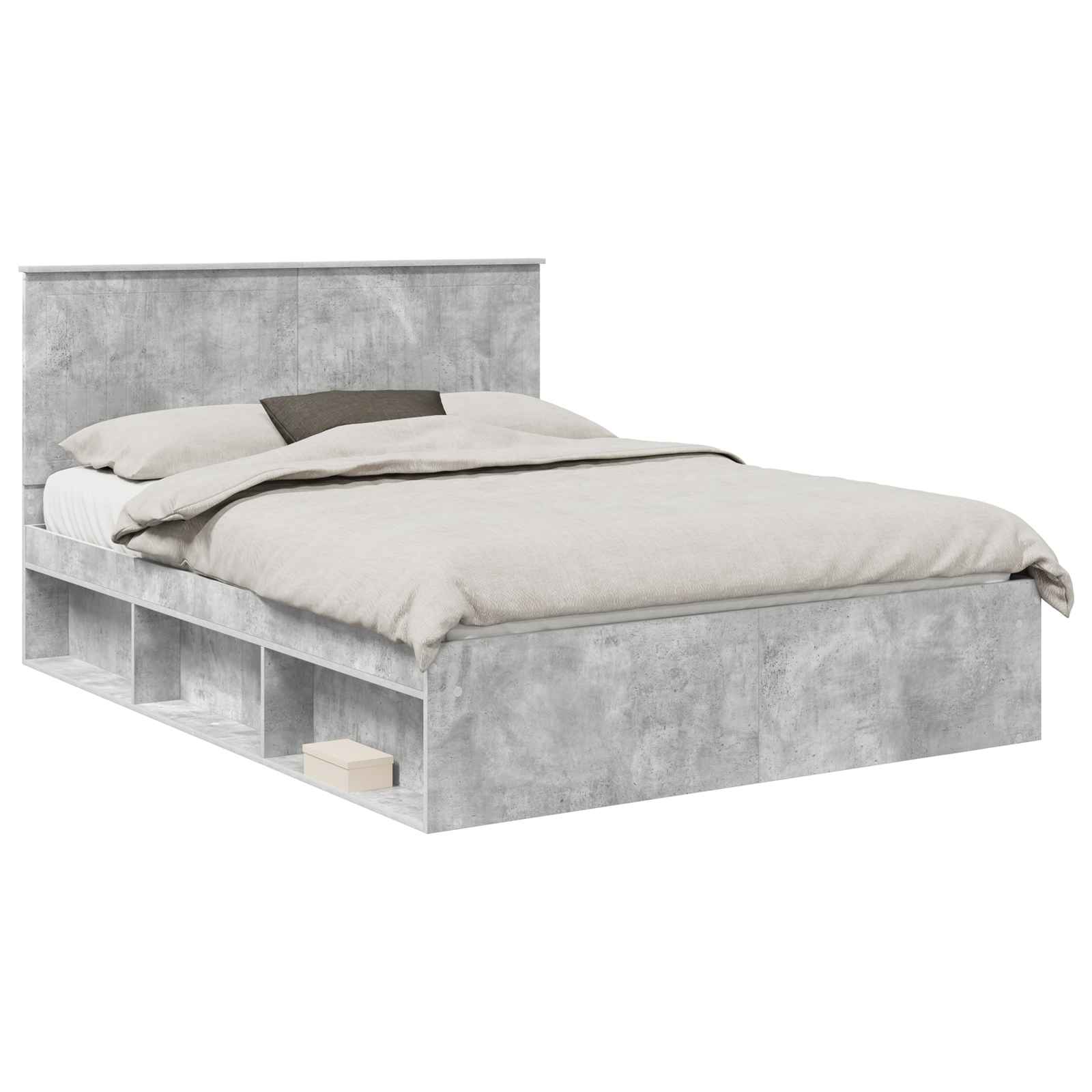 Krevetna konstrukcija s uzglavljem Betonska siva 150 x 200 cm