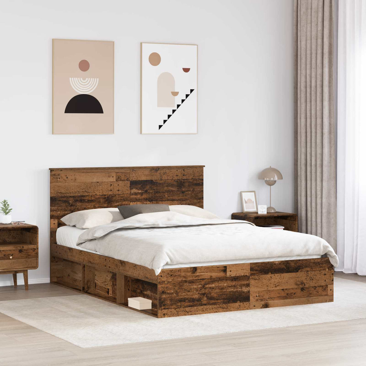 Krevetna konstrukcija s uzglavljem Staro drvo 150 x 200 cm