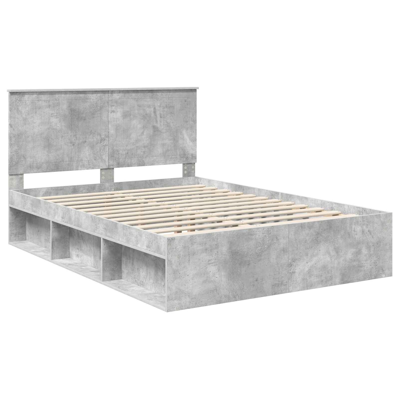 Krevetna konstrukcija Beton 140 x 190 cm Čvrsto borovo drvo
