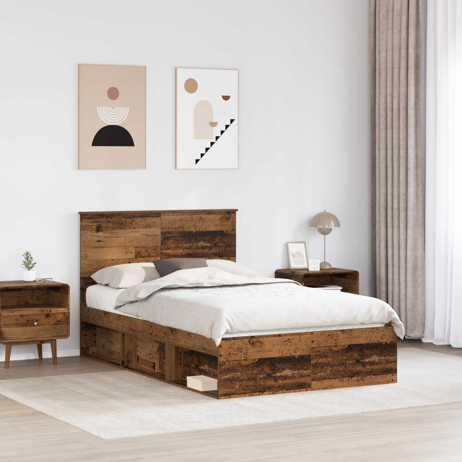 Krevetna konstrukcija s uzglavljem Staro drvo 120 x 200 cm