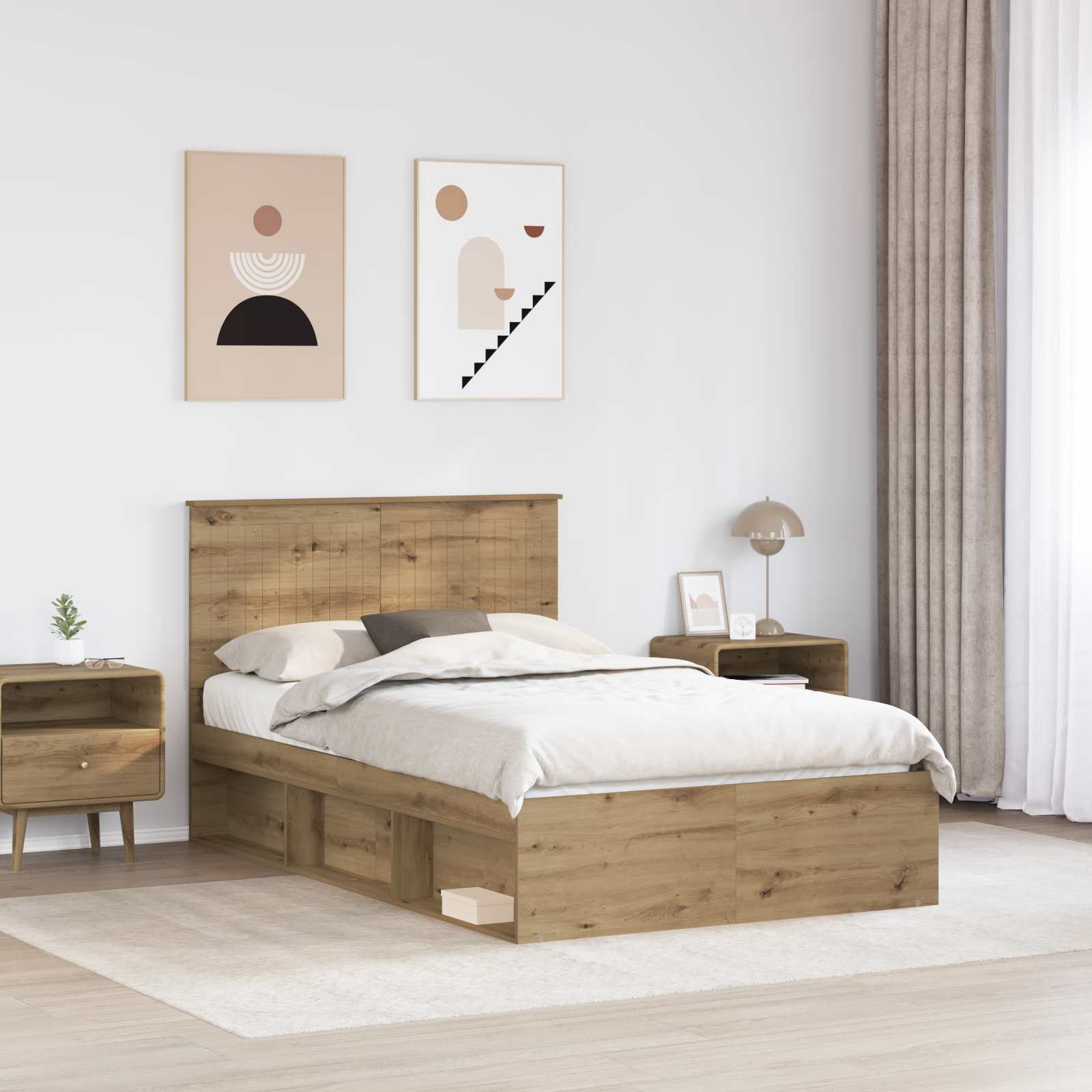 Krevetna konstrukcija Umjetnička hrastovina 120 x 200 cm