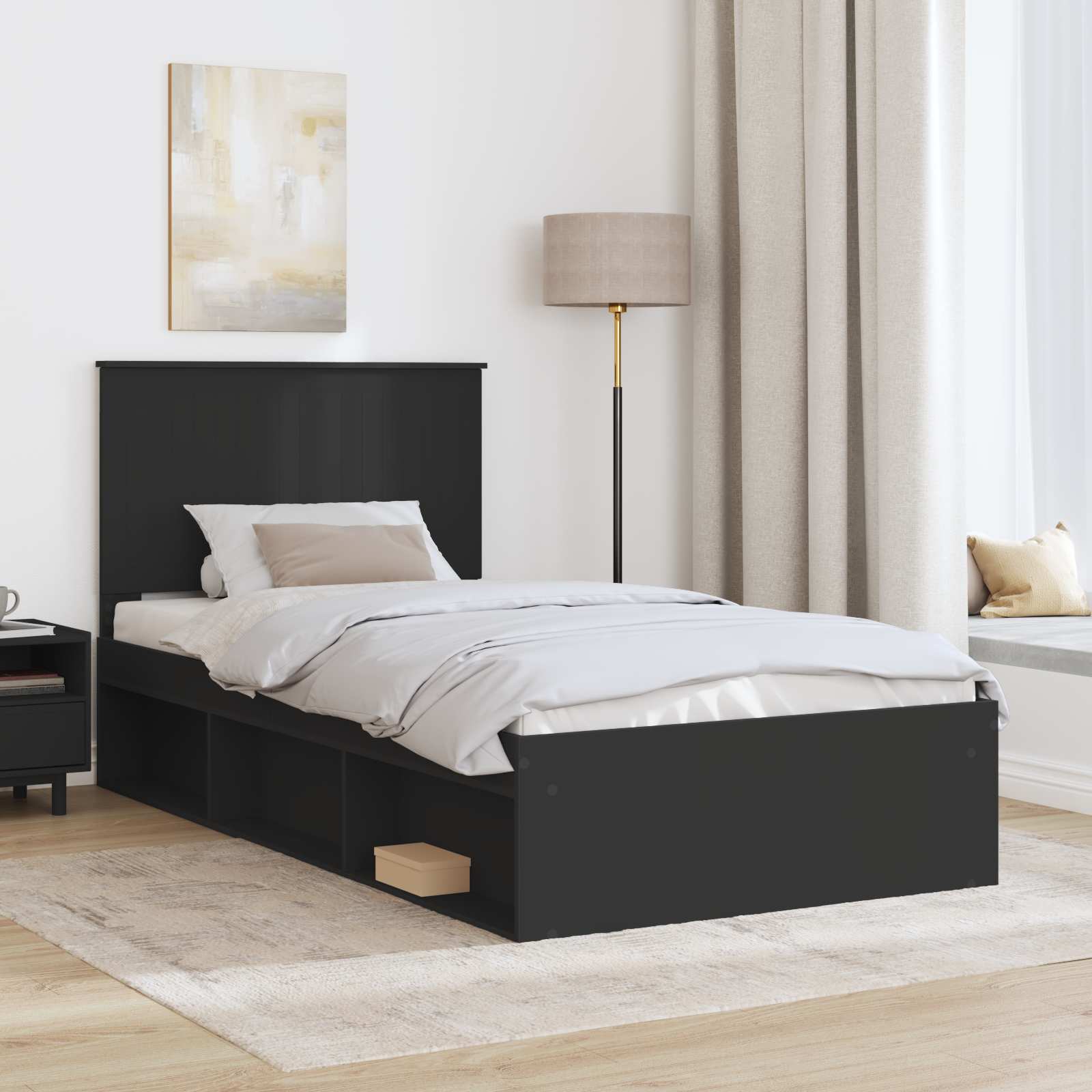 Krevetna konstrukcija Crna 100 x 200 cm Čvrsto borovo drvo