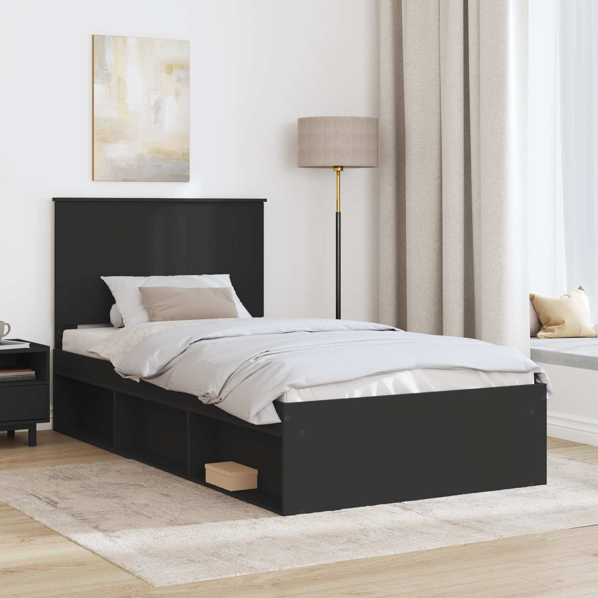 Krevetna konstrukcija Crna 100 x 200 cm Čvrsto borovo drvo