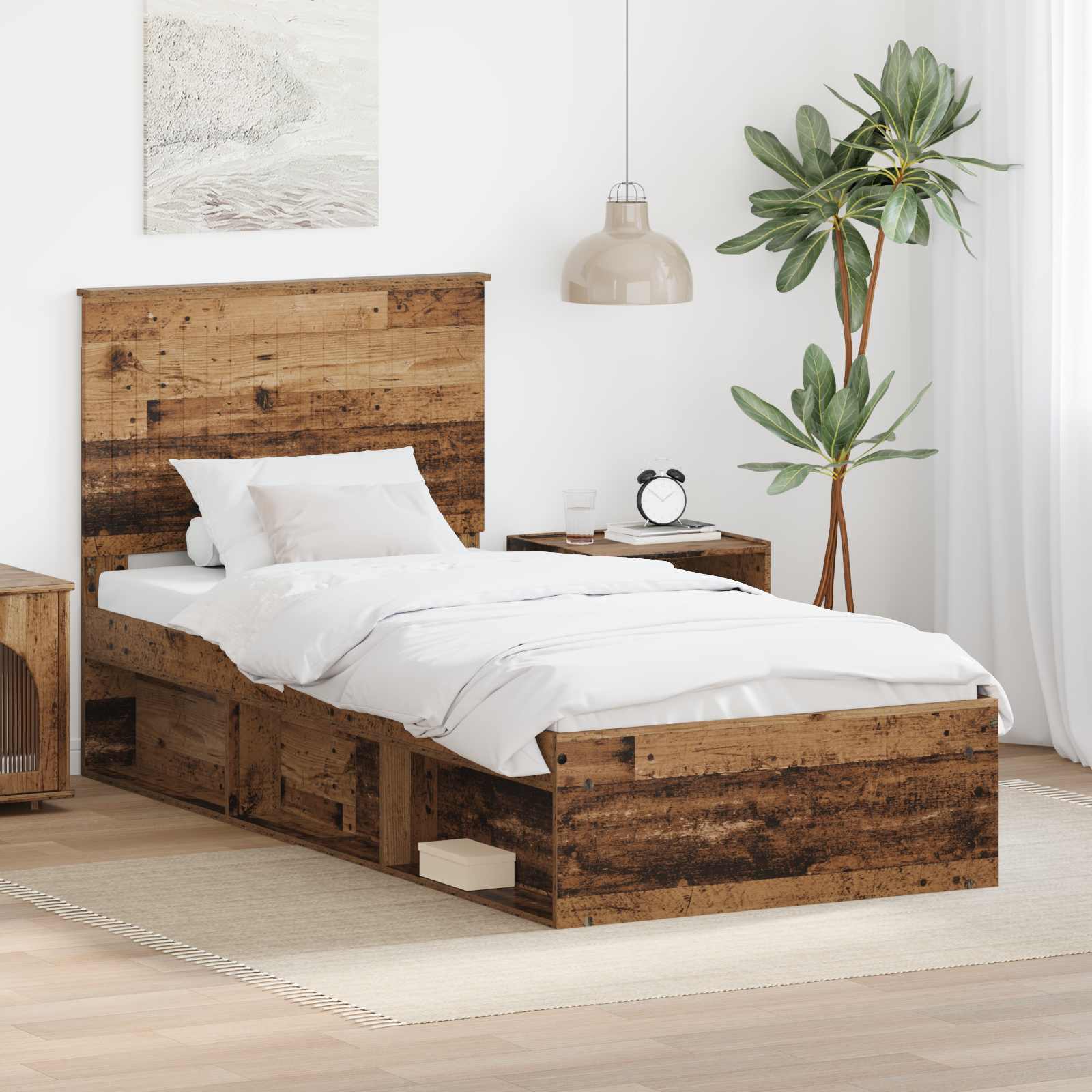 Krevetna konstrukcija Staro drvo 90 x 200 cm Čvrsto borovo drvo