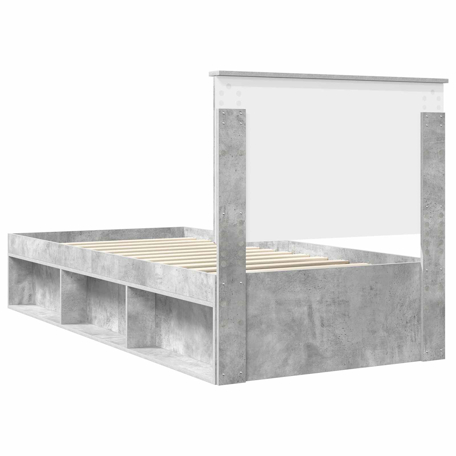 Krevetna konstrukcija s uzglavljem Betonska siva 90 x 190 cm