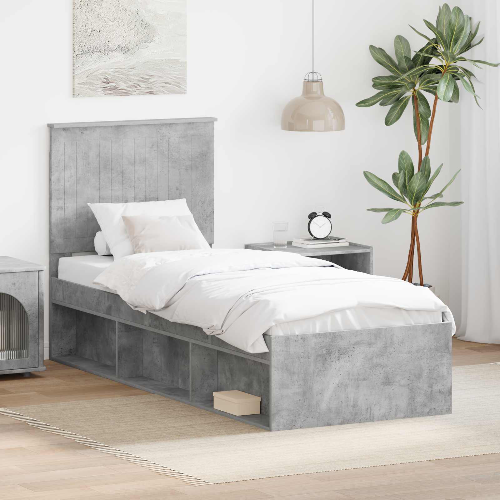 Krevetna konstrukcija s uzglavljem Betonska siva 75 x 190 cm