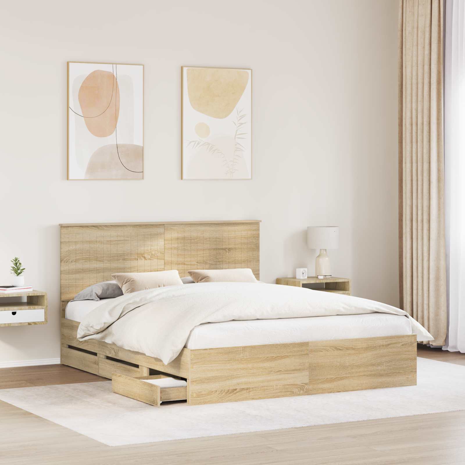 Krevetna konstrukcija s ladicama Sonoma hrast 160 x 200 cm