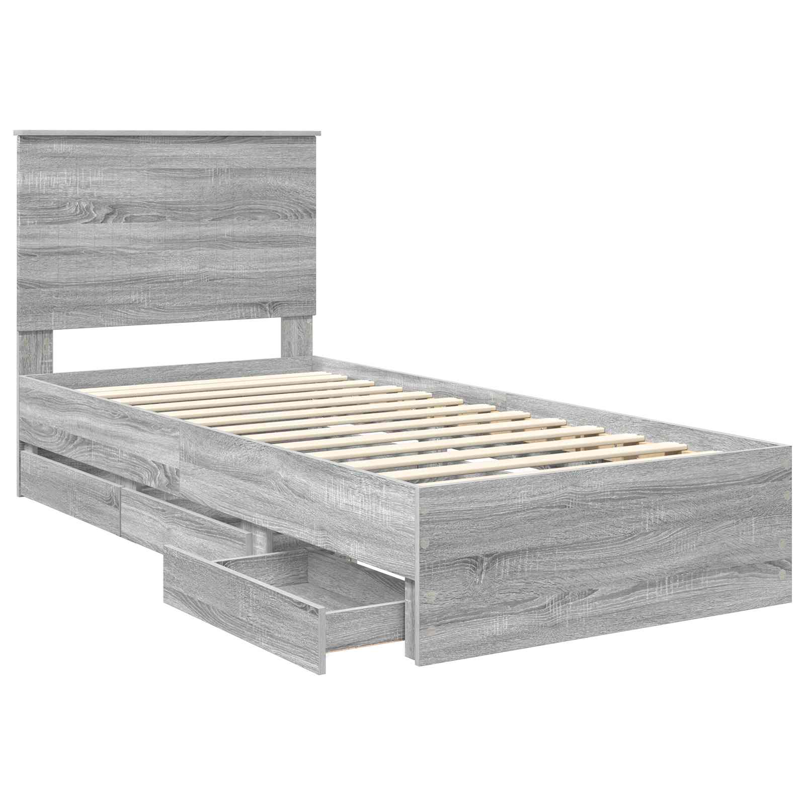 Krevetna konstrukcija Siva Sonoma 90 x 200 cm Inženjersko Drvo