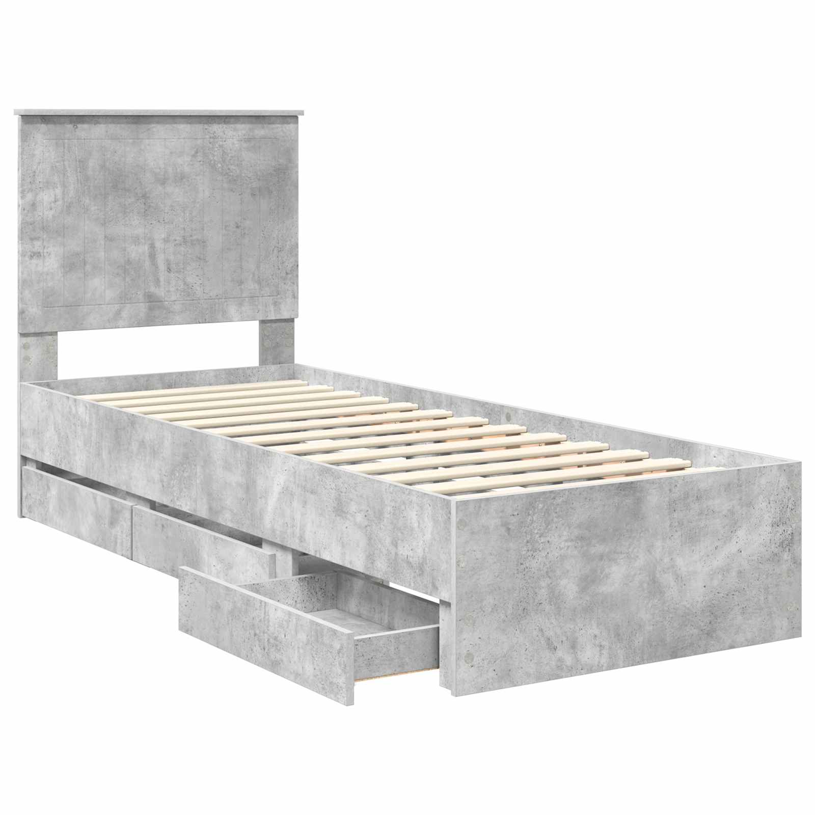 Krevetna konstrukcija s ladicama Betonski sivi 75 x 190 cm