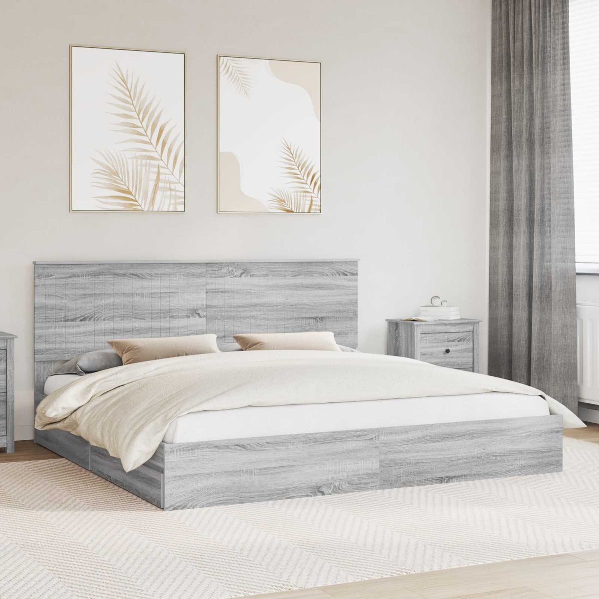 Krevet s od storage Siva Sonoma 200 x 200 cm Konstruirano drvo
