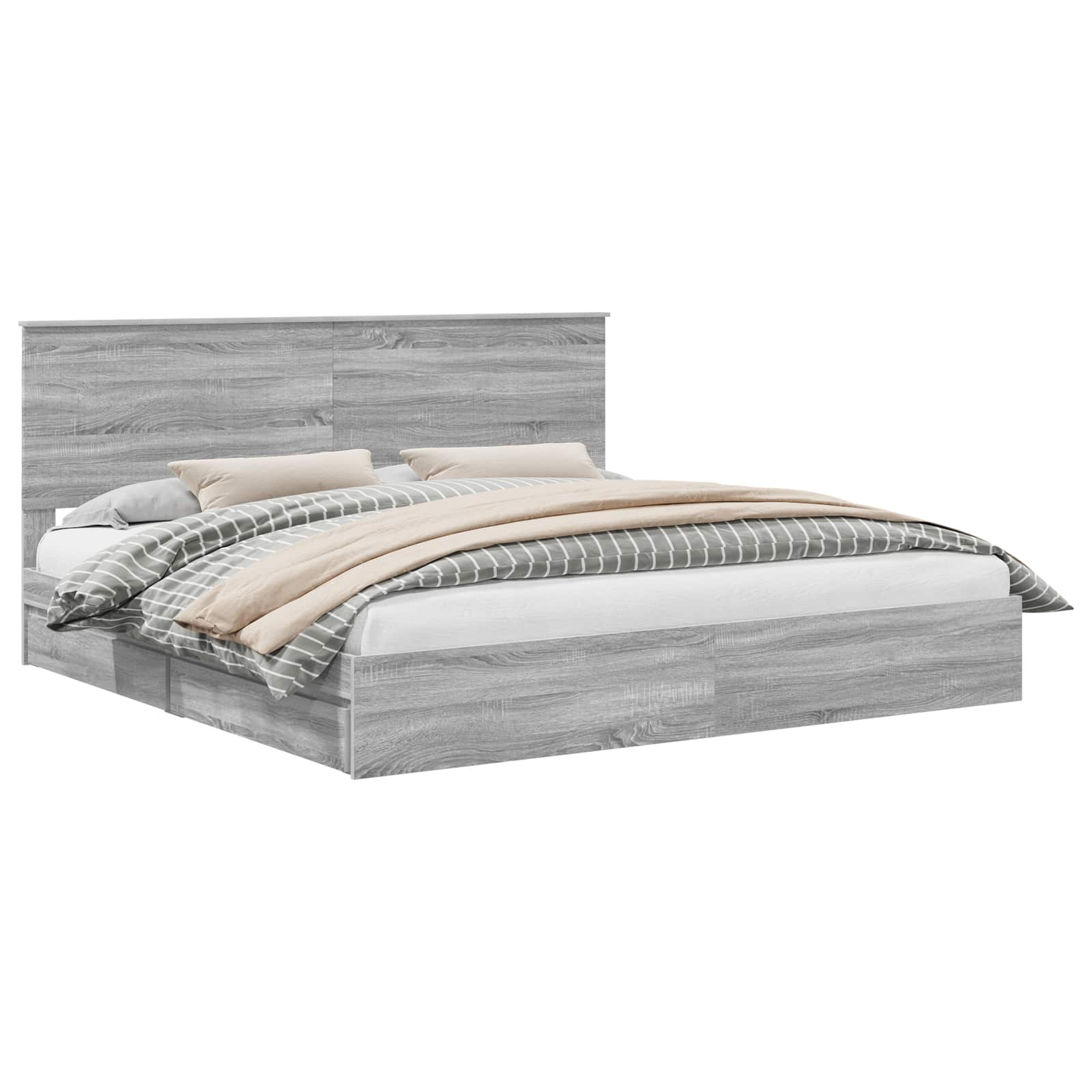 Krevet s od storage Siva Sonoma 200 x 200 cm Konstruirano drvo