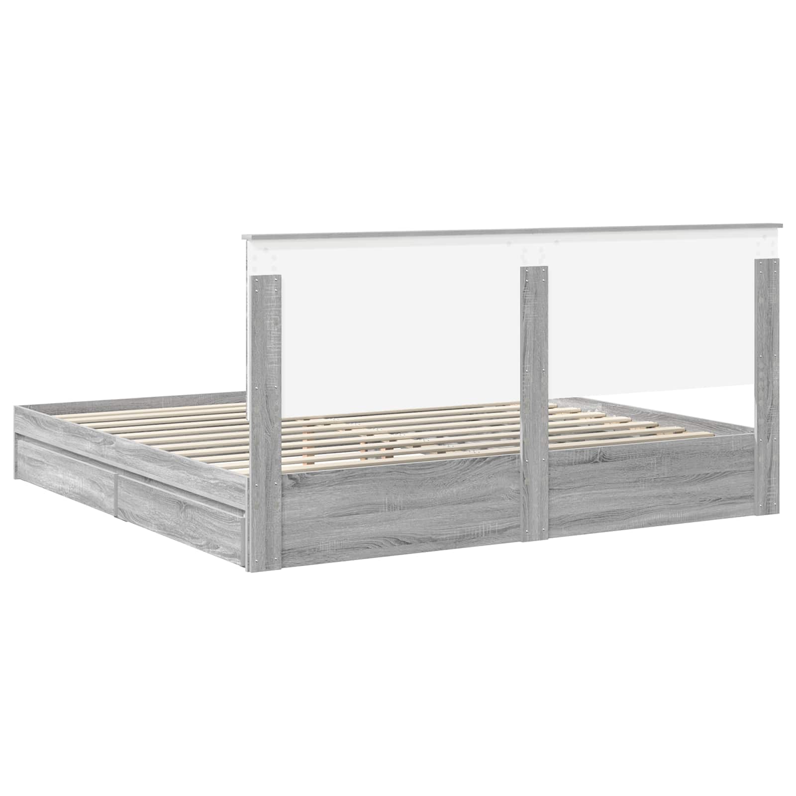 Krevet s od storage Siva Sonoma 200 x 200 cm Konstruirano drvo