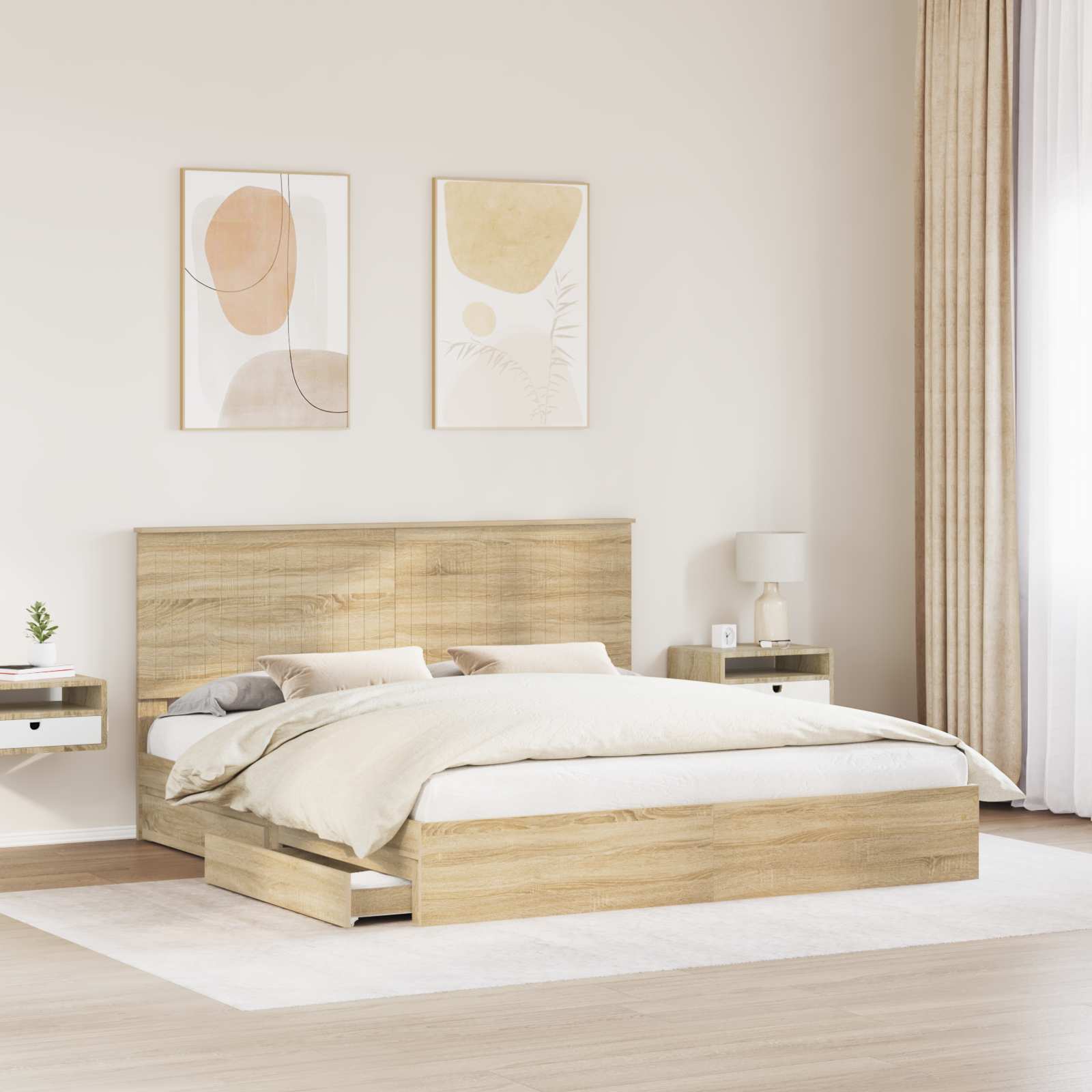 Krevet s od storage Sonoma hrast 180 x 200 cm Konstruirano drvo