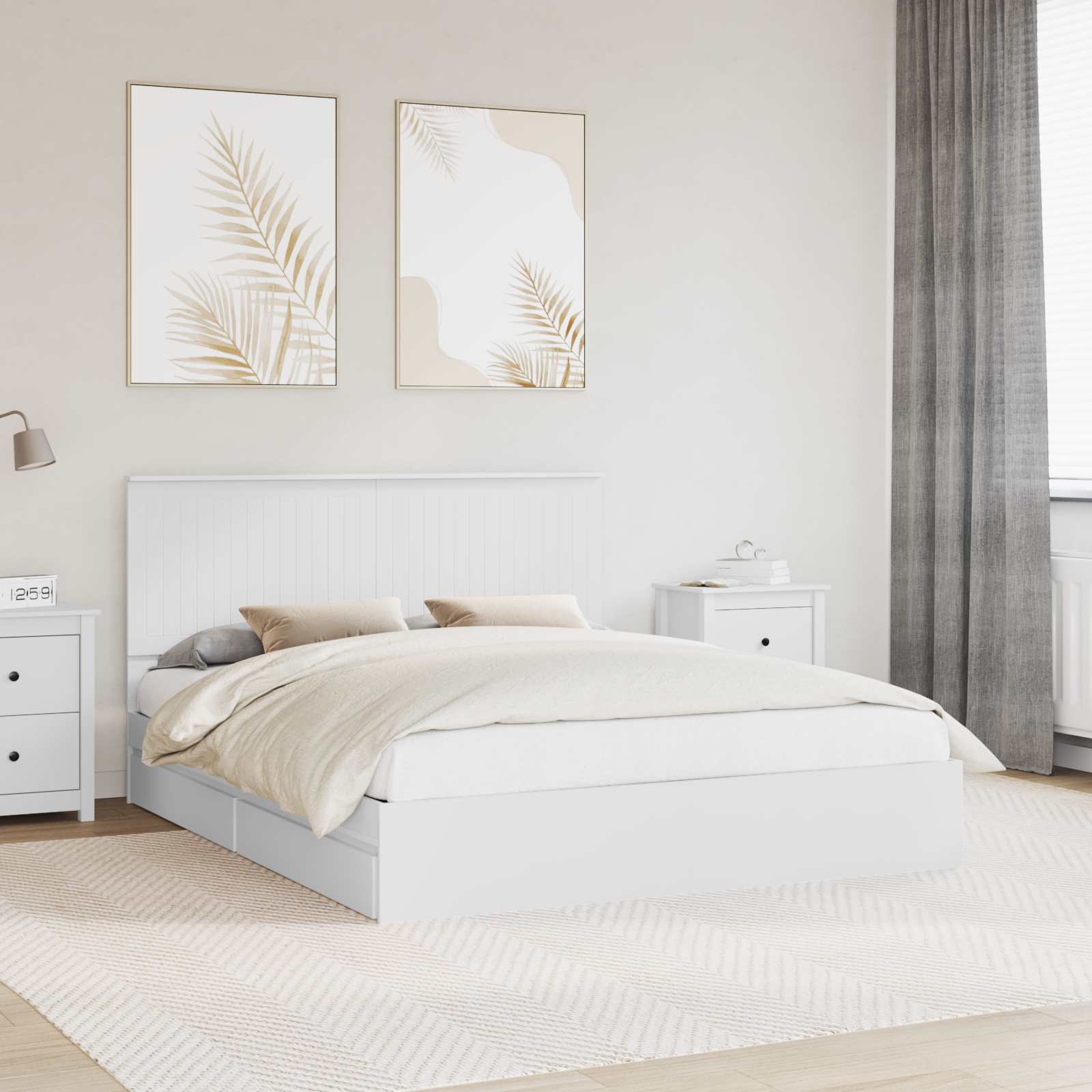 Krevet s od storage Bijelo 160 x 200 cm Konstruirano drvo