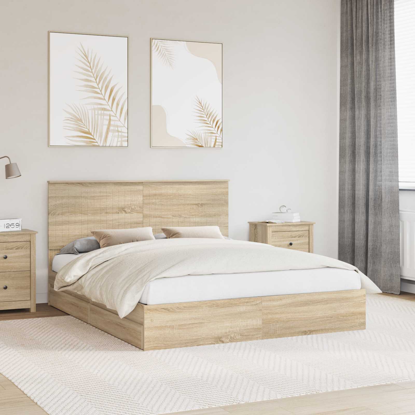 Krevet s od storage Sonoma hrast 160 x 200 cm Konstruirano drvo