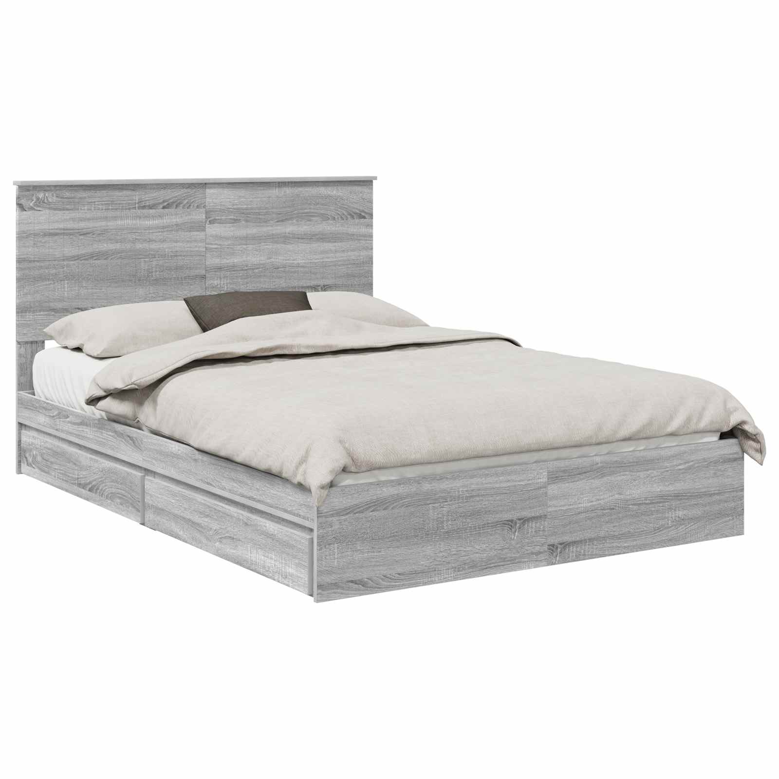 Krevet s od storage Siva Sonoma 140 x 200 cm Konstruirano drvo