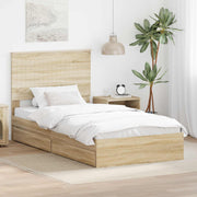 Krevet s od storage Sonoma hrast 100 x 200 cm Konstruirano drvo