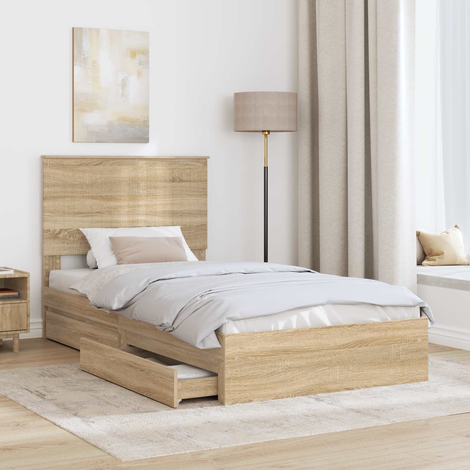 Krevet s od storage Sonoma hrast 100 x 200 cm Konstruirano drvo