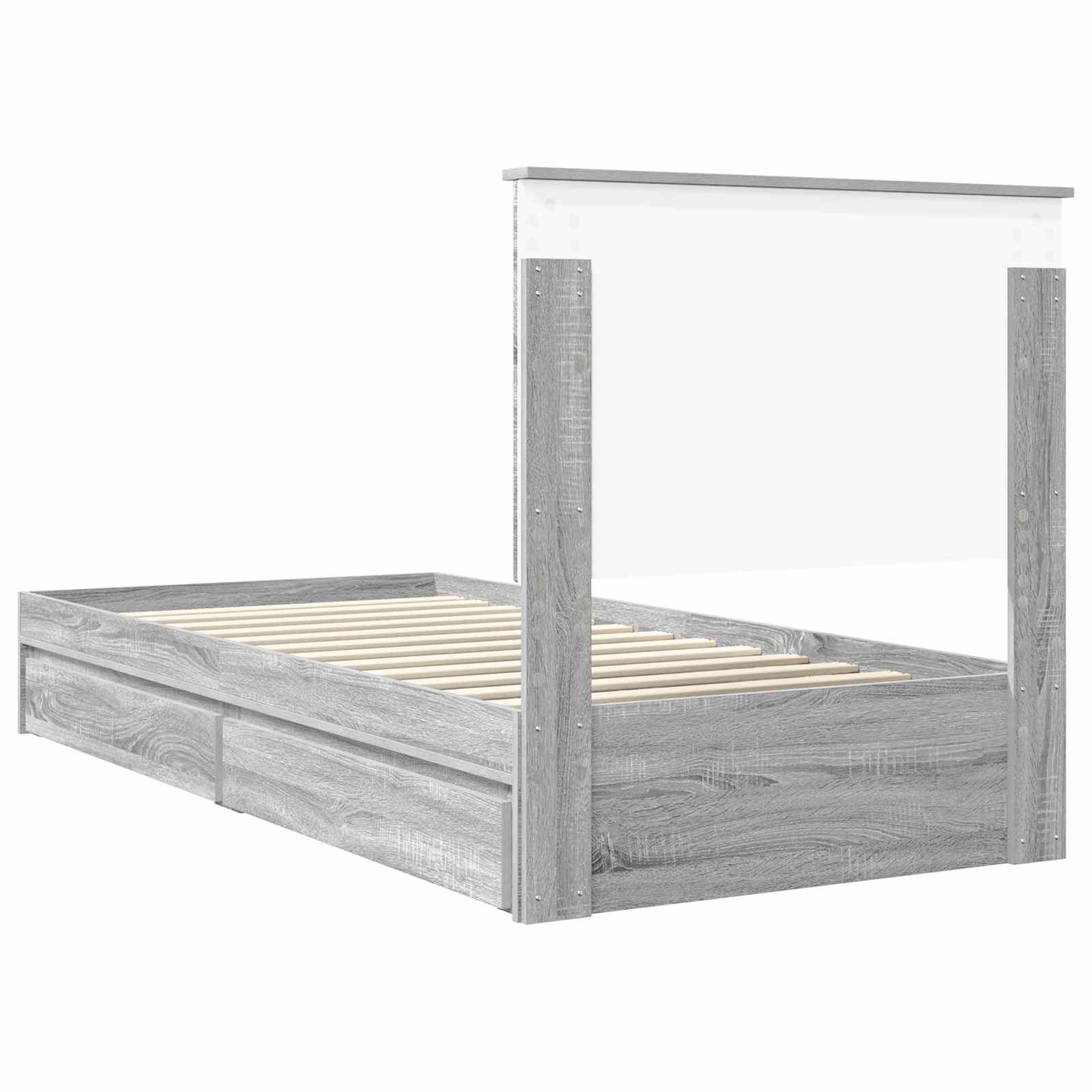 Krevet s od storage Siva Sonoma 90 x 200 cm Konstruirano drvo