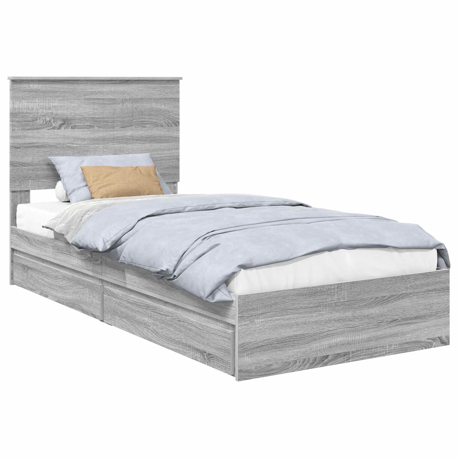 Krevet s od storage Siva Sonoma 90 x 190 cm Konstruirano drvo