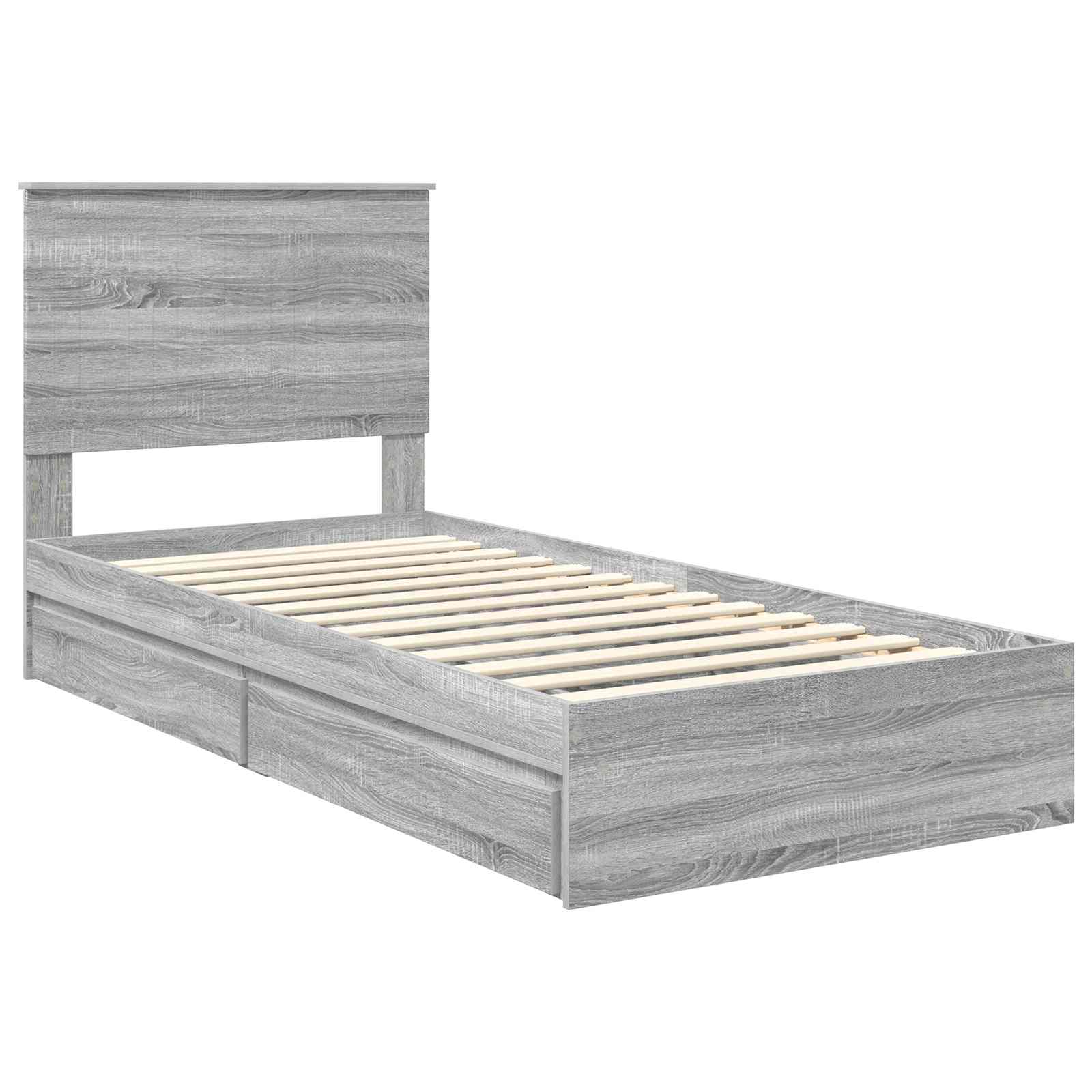 Krevet s od storage Siva Sonoma 90 x 190 cm Konstruirano drvo