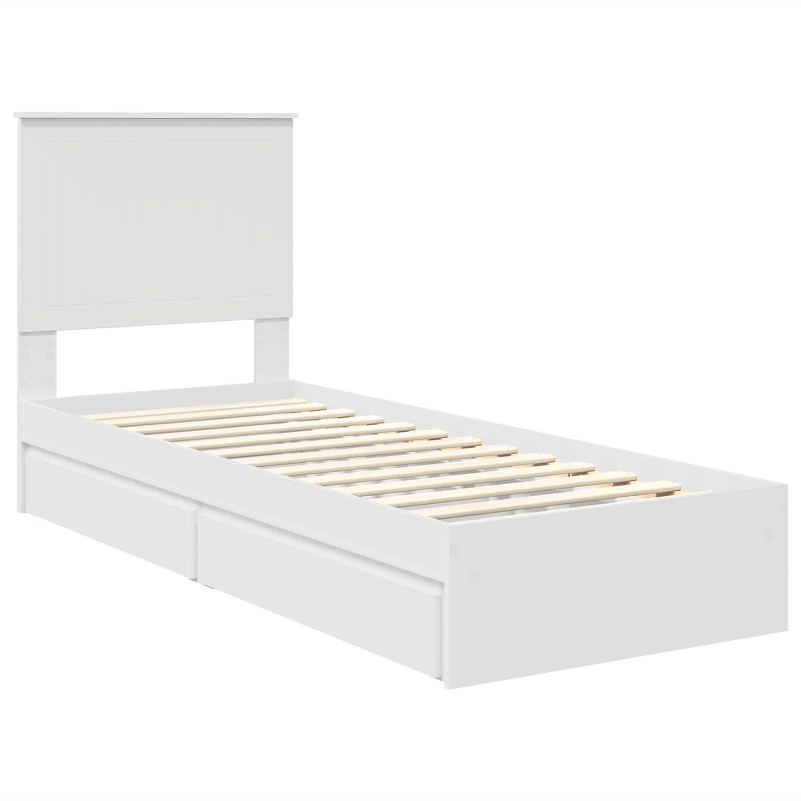 Krevet s od storage Bijelo 75 x 190 cm Konstruirano drvo