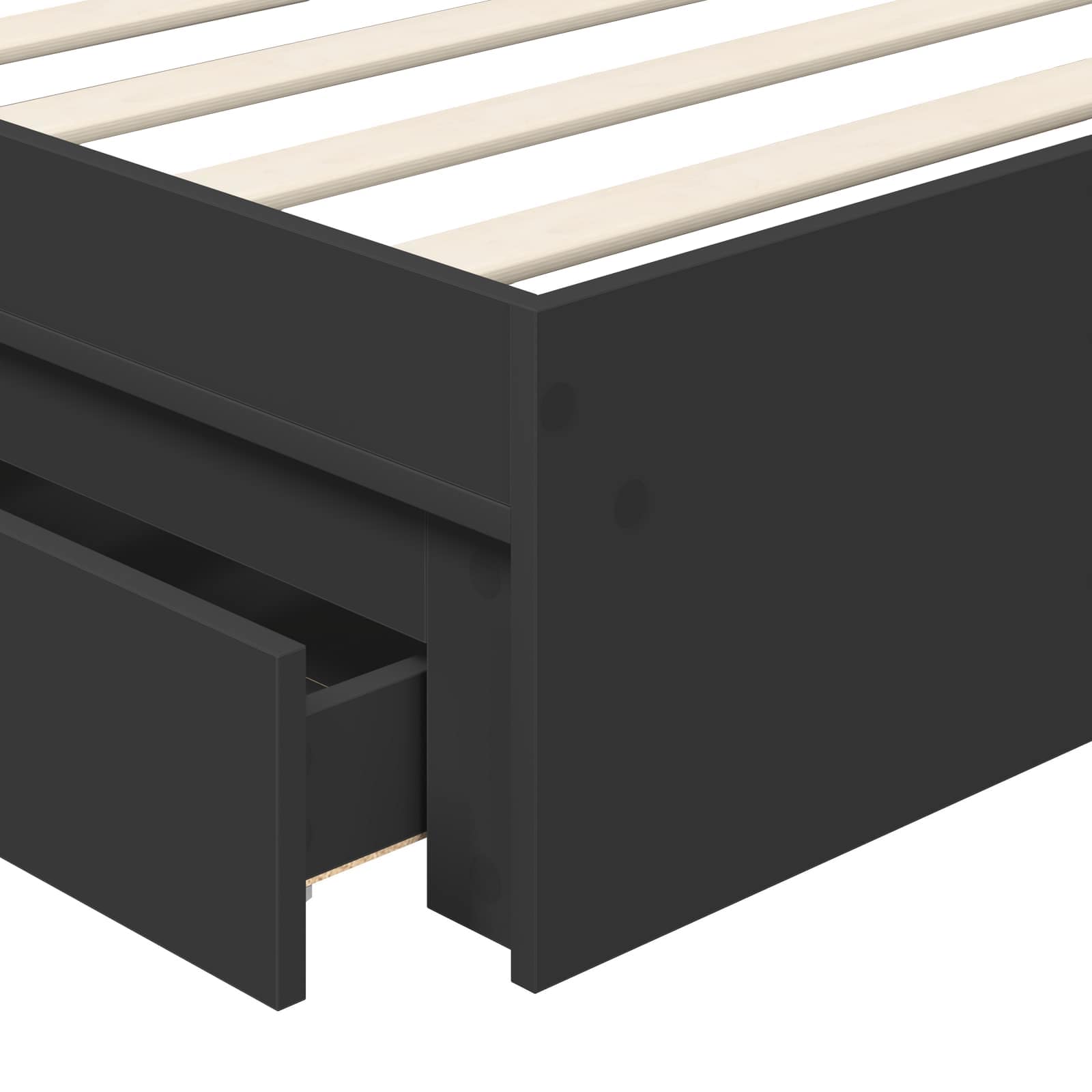 Krevet s od storage Crna 75 x 190 cm Konstruirano drvo