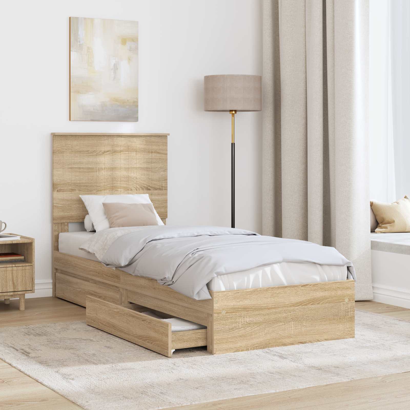 Krevet s od storage Sonoma hrast 75 x 190 cm Konstruirano drvo