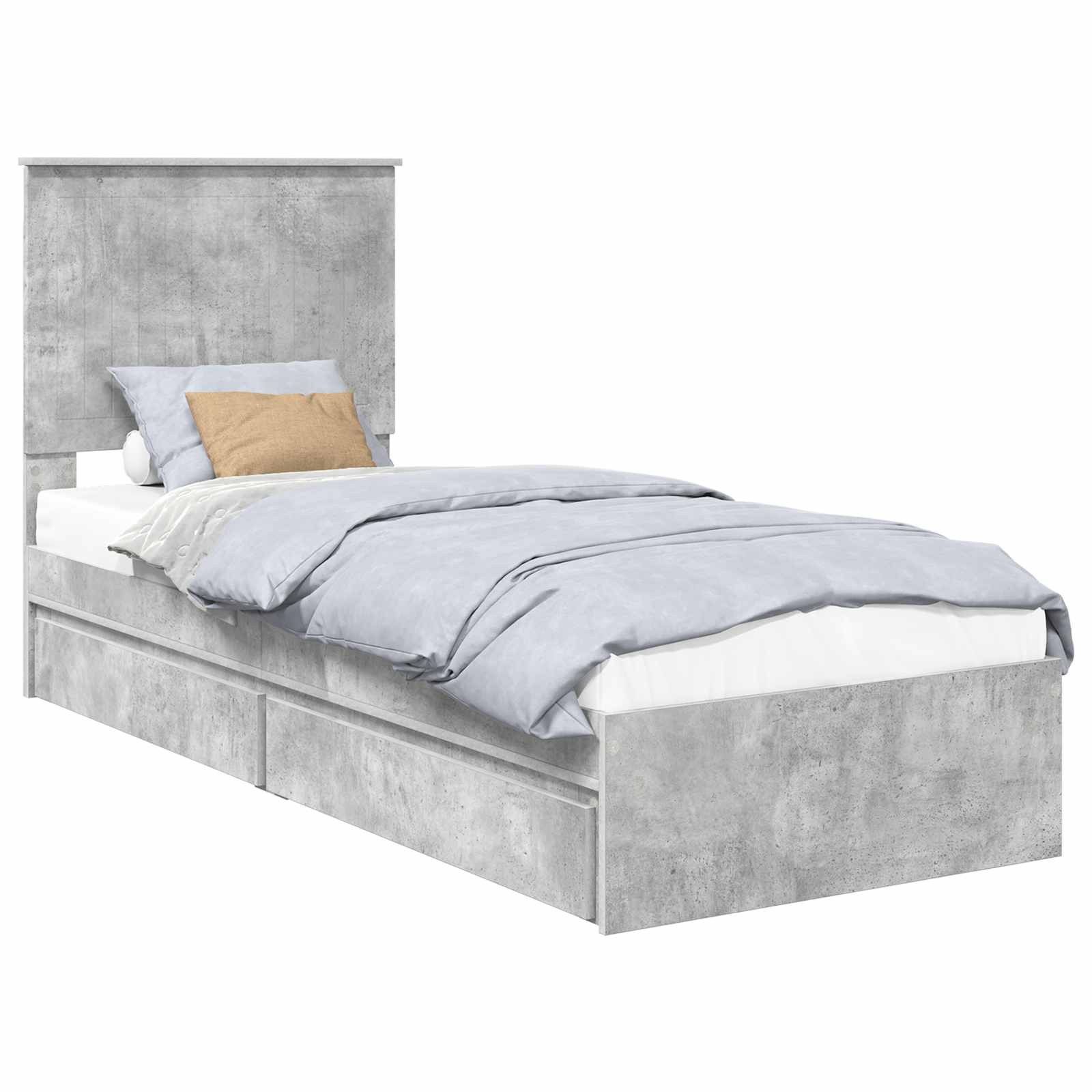 Krevet s od storage Betonski sivi 75 x 190 cm Konstruirano drvo
