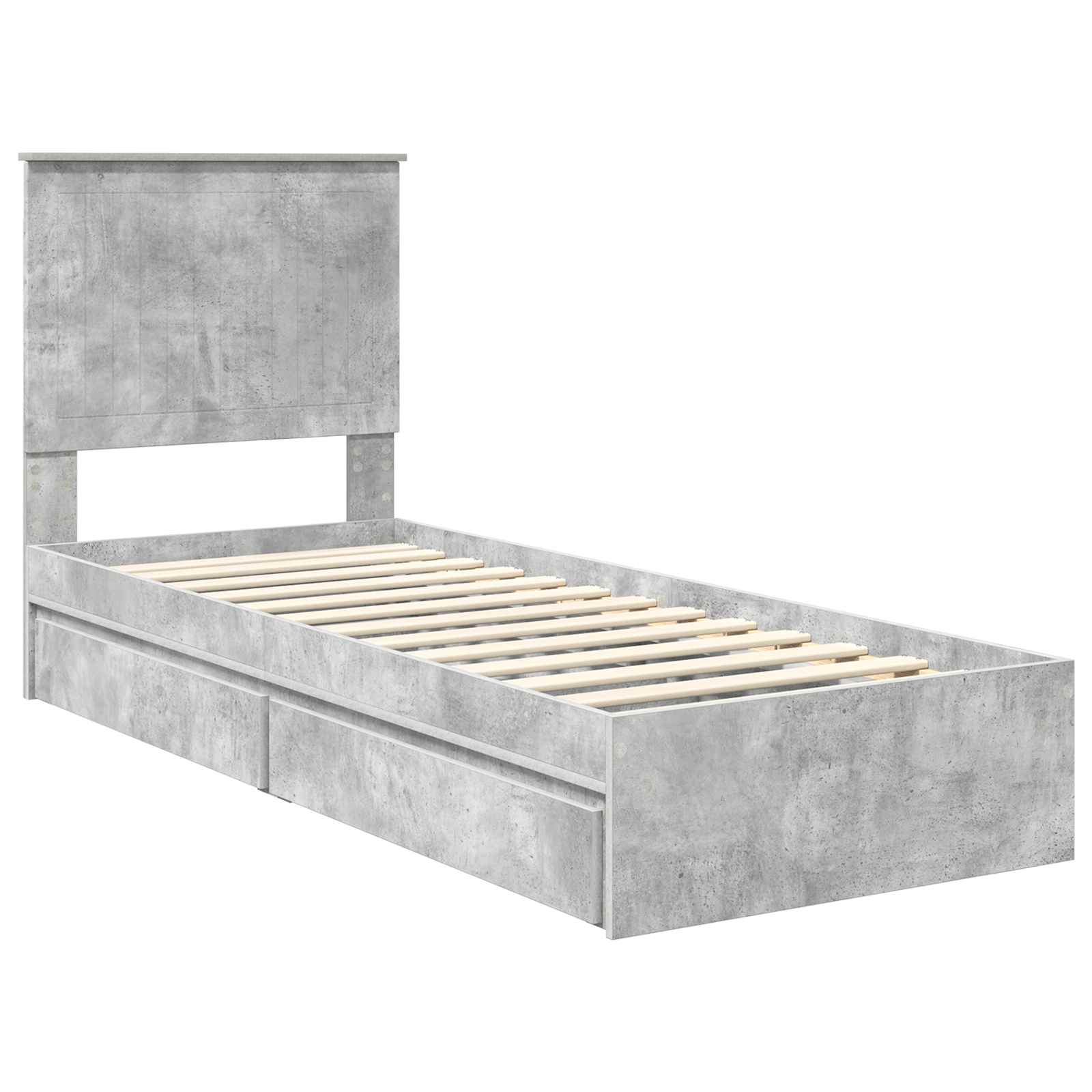 Krevet s od storage Betonski sivi 75 x 190 cm Konstruirano drvo