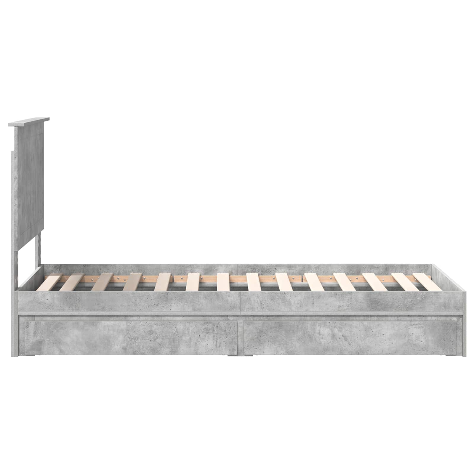 Krevet s od storage Betonski sivi 75 x 190 cm Konstruirano drvo