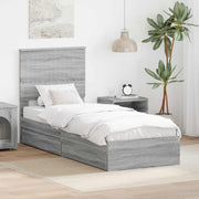 Krevet s od storage Siva Sonoma 75 x 190 cm Konstruirano drvo