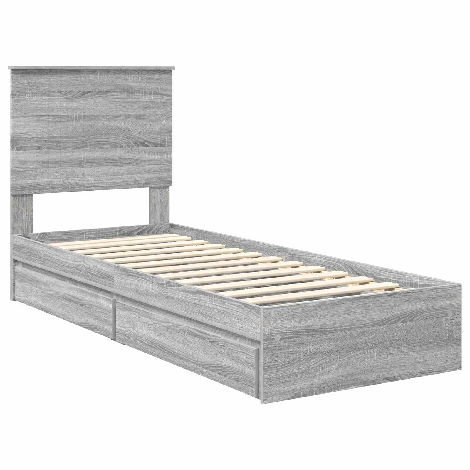 Krevet s od storage Siva Sonoma 75 x 190 cm Konstruirano drvo