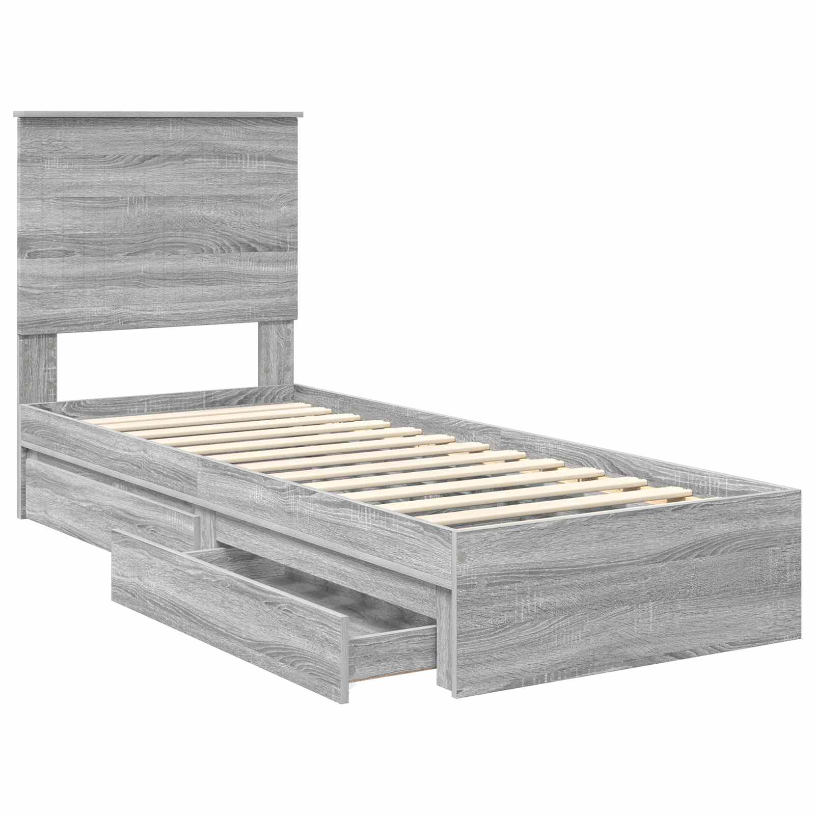 Krevet s od storage Siva Sonoma 75 x 190 cm Konstruirano drvo
