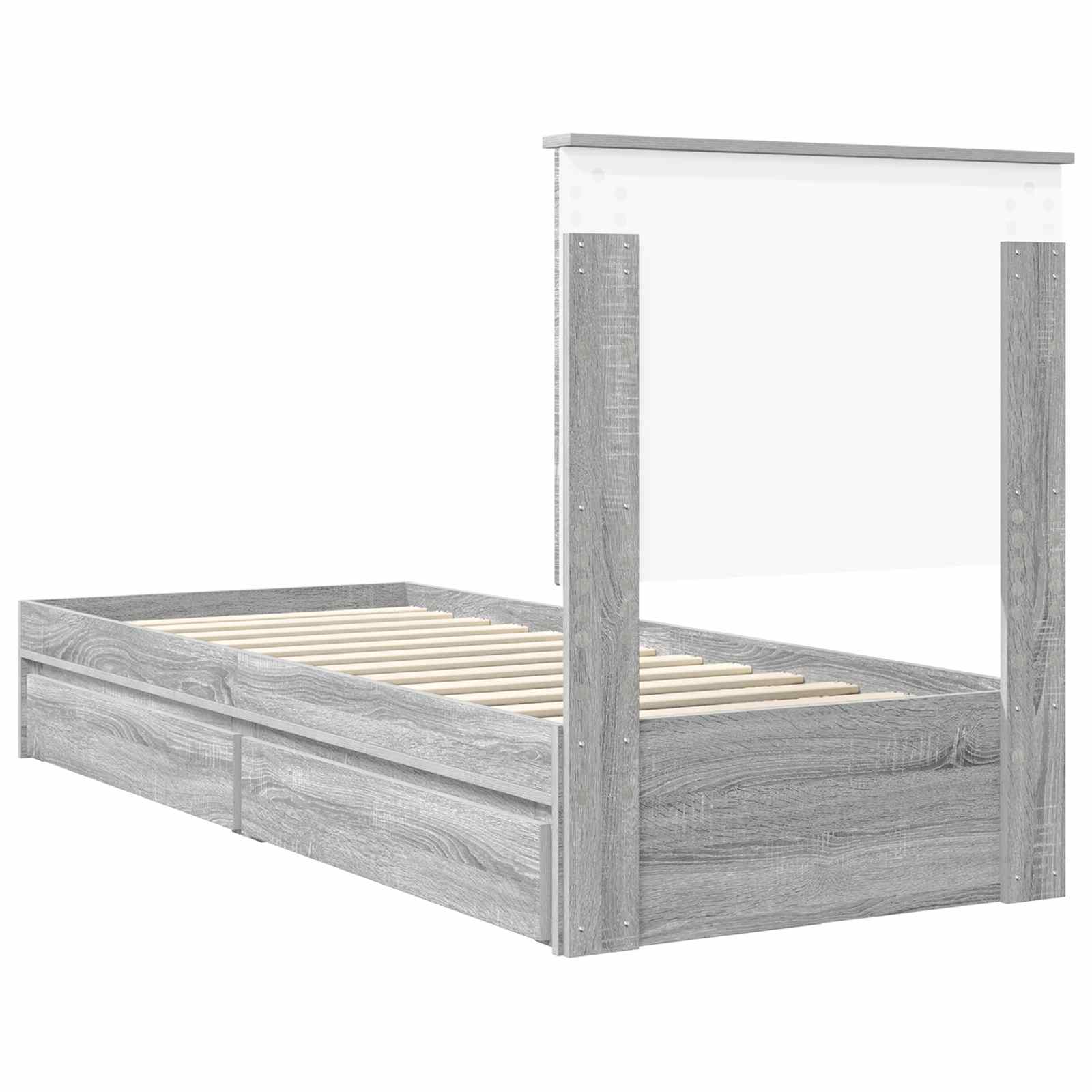 Krevet s od storage Siva Sonoma 75 x 190 cm Konstruirano drvo