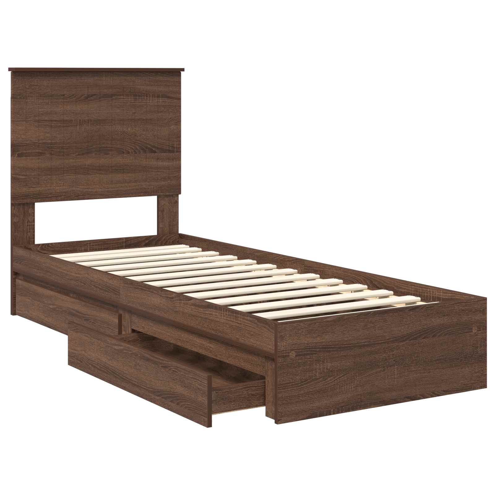 Krevet s od storage Smeđi hrast 75 x 190 cm Konstruirano drvo
