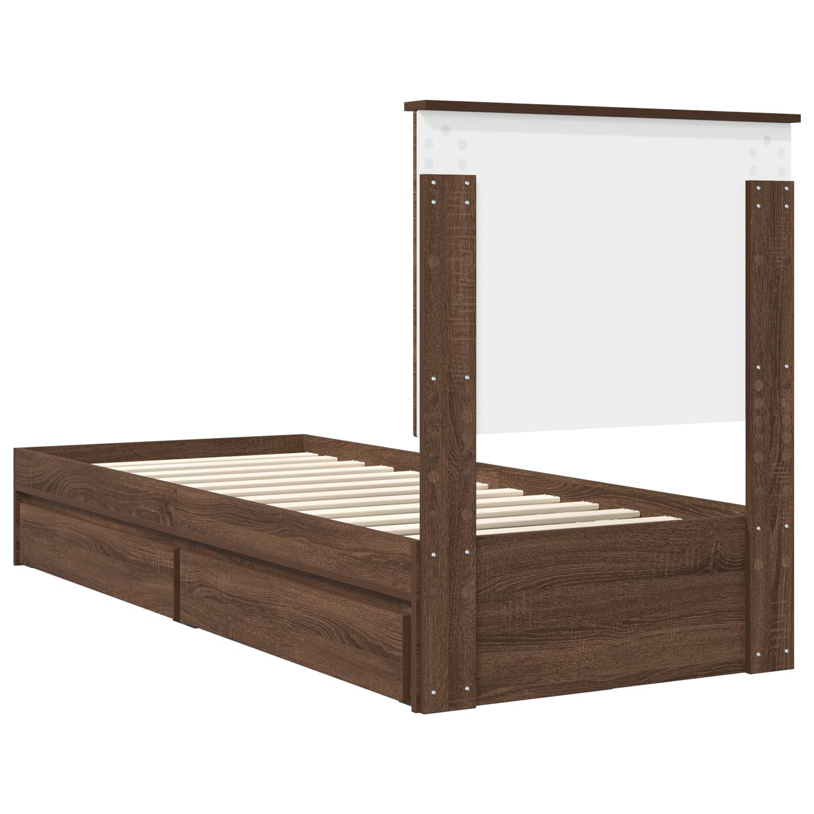 Krevet s od storage Smeđi hrast 75 x 190 cm Konstruirano drvo