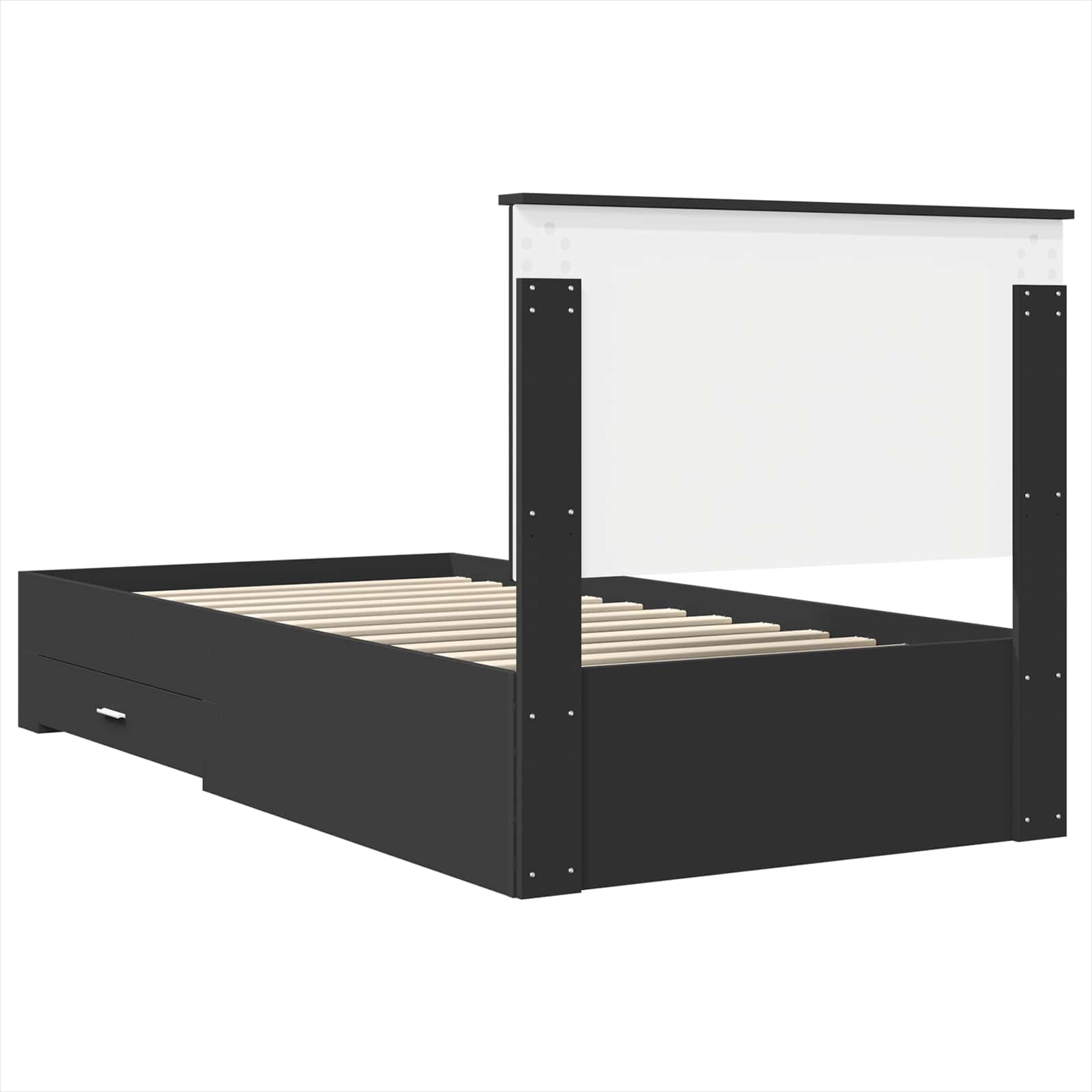 Krevetna konstrukcija s uzglavljem Crna i srebrna 90 x 200 cm