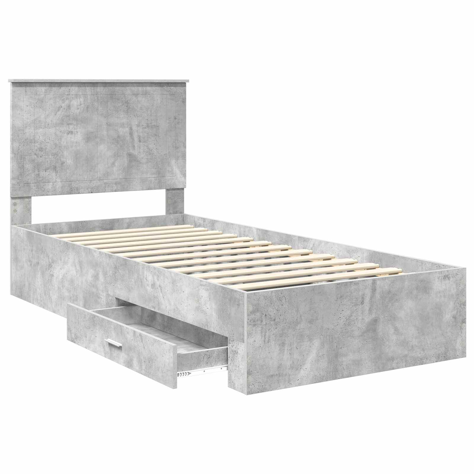 Krevetna konstrukcija s uzglavljem Betonski sivi 90 x 200 cm