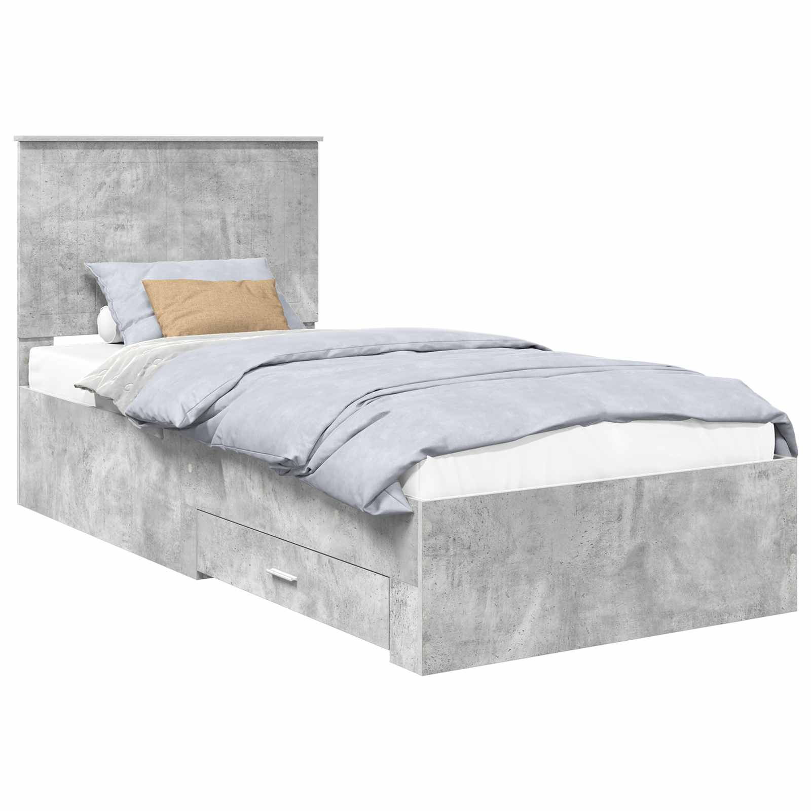 Krevetna konstrukcija s uzglavljem Betonski sivi 90 x 190 cm
