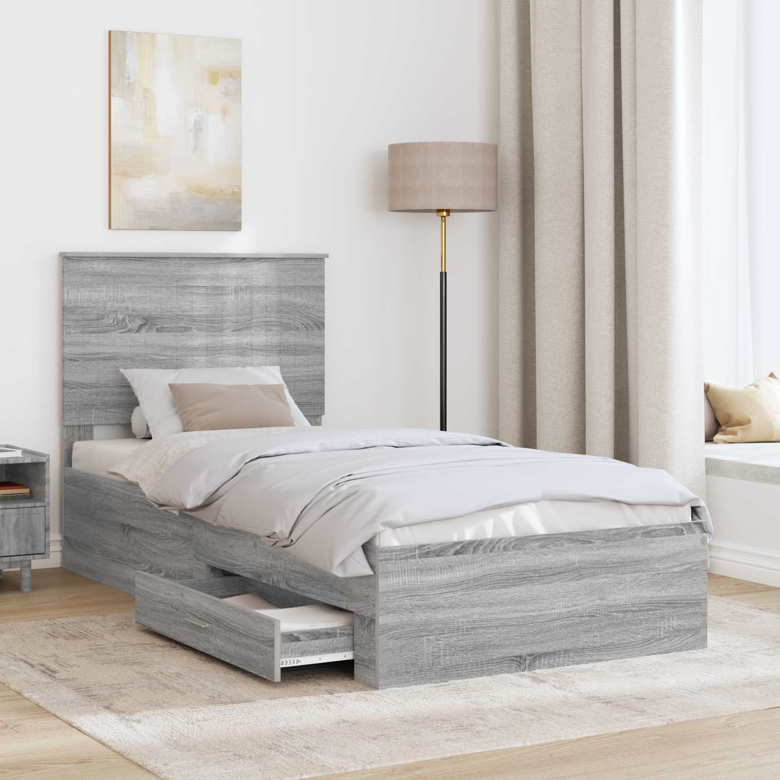 Krevetna konstrukcija Siva Sonoma 90 x 190 cm Konstruirano drvo