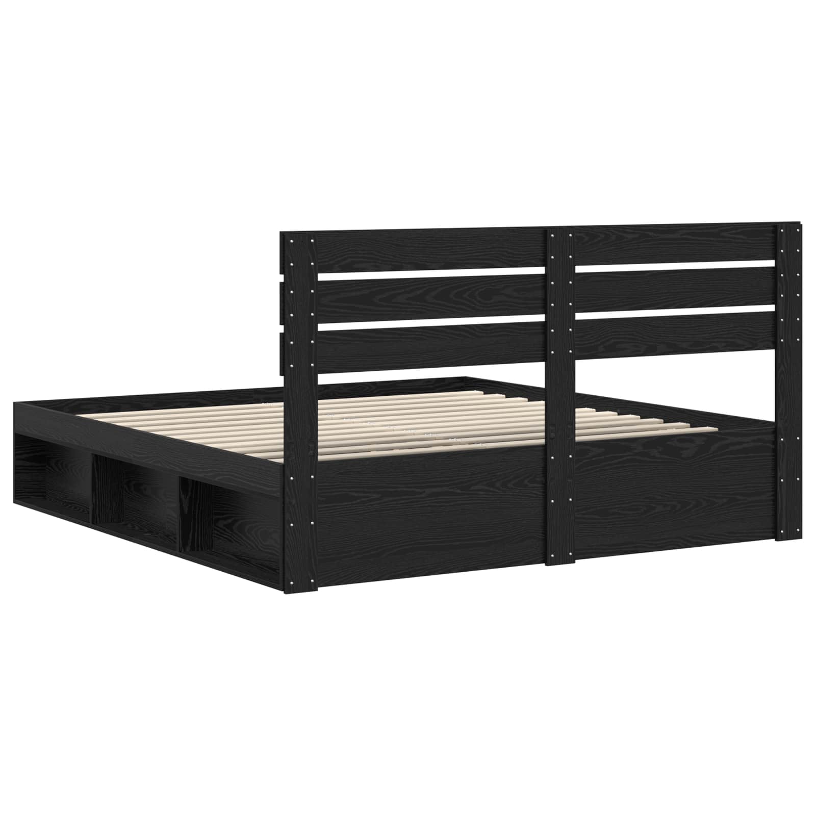 Krevetna konstrukcija Crna 200 x 200 cm Čvrsto borovo drvo