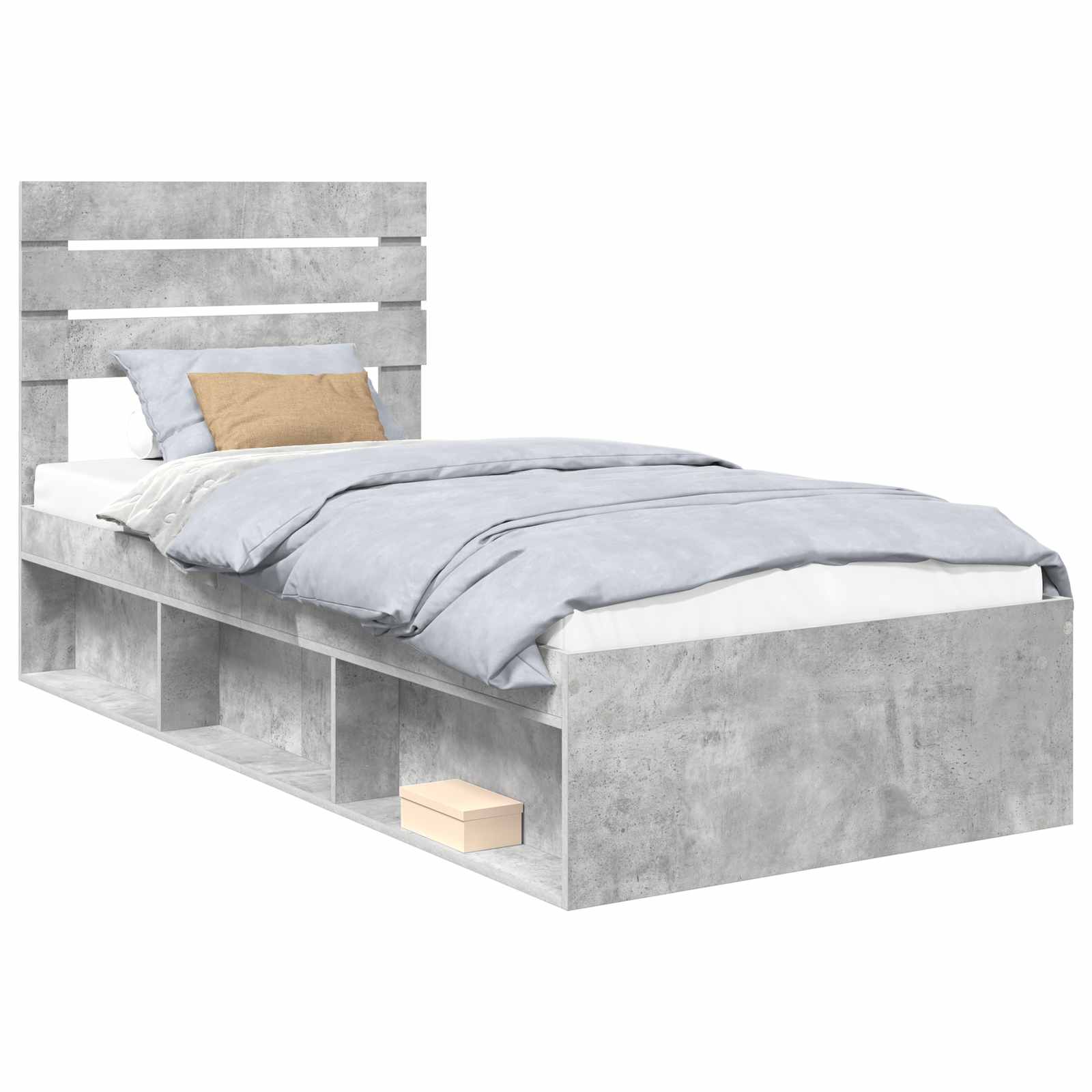 Krevetna konstrukcija s uzglavljem Betonska siva 75 x 190 cm