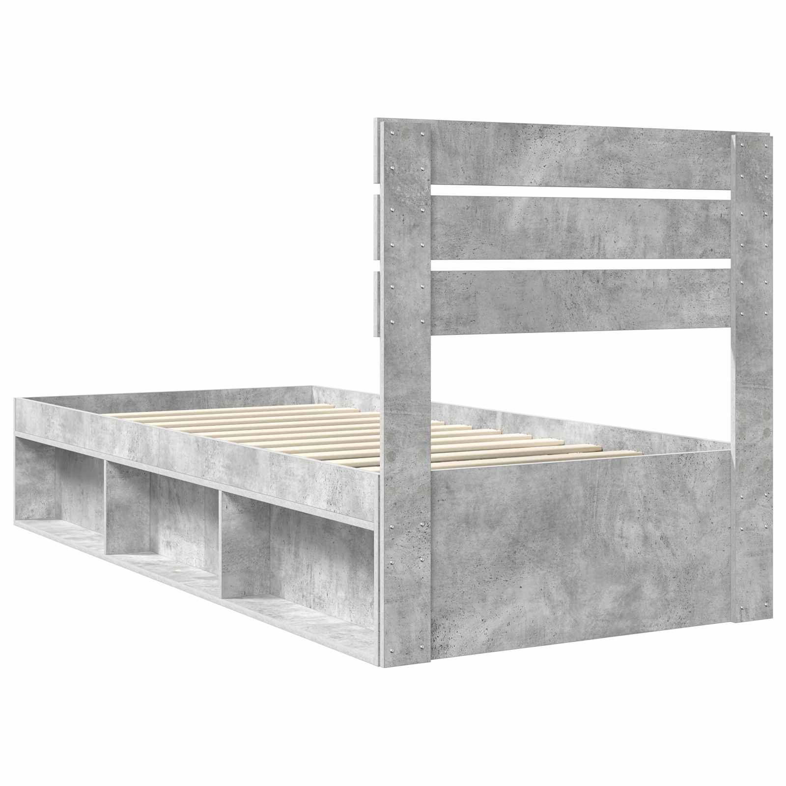 Krevetna konstrukcija s uzglavljem Betonska siva 75 x 190 cm