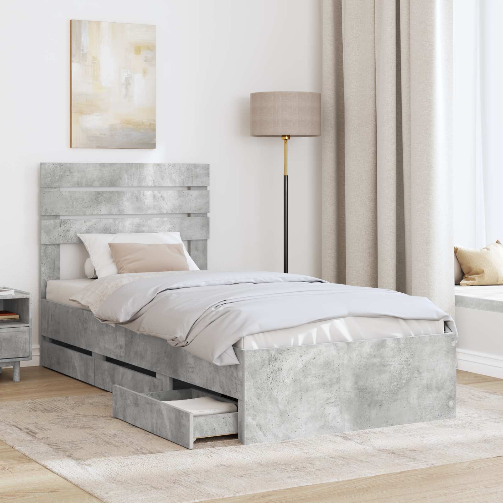 Krevetna konstrukcija s ladicama Betonski sivi 90 x 200 cm